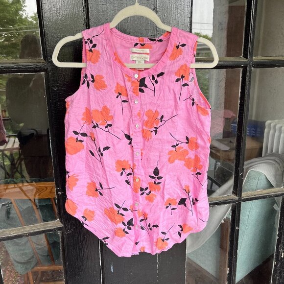 Cynthia Rowley - Absolutely Gorgeous Floral Linen Button-Down Tank - Size Small - Picture 1 of 4